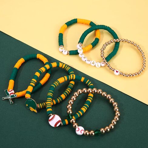 Baseball Bracelet for Women Game Day Bracelet Stack Red White Preppy Heishi Bracelets Sport Team Softball Baseball Mom Accessories Outfit Party Favors Gifts in Saudi Arabia