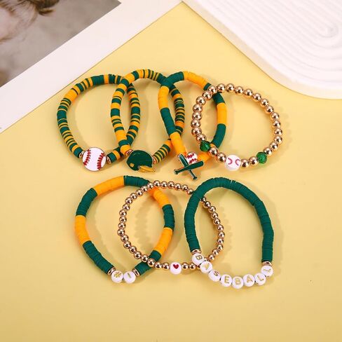 Baseball Bracelet for Women Game Day Bracelet Stack Red White Preppy Heishi Bracelets Sport Team Softball Baseball Mom Accessories Outfit Party Favors Gifts in Saudi Arabia