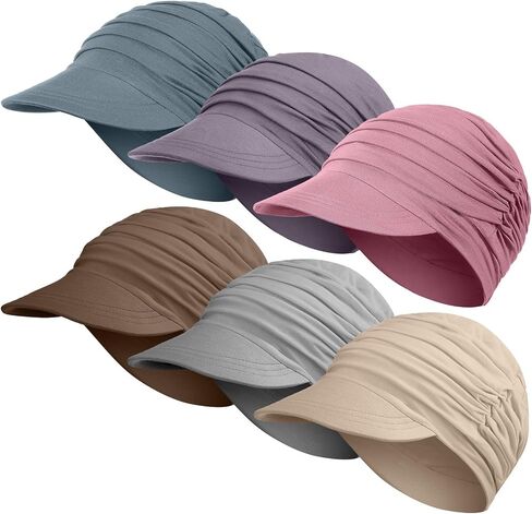6 Pcs Chemo Cancer Hat for Women Breathable Bamboo Newsboy Baseball Cap Soft Headwear for Cancer Patient Hair Loss in Kuwait