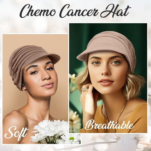 6 Pcs Chemo Cancer Hat for Women Breathable Bamboo Newsboy Baseball Cap Soft Headwear for Cancer Patient Hair Loss in Kuwait