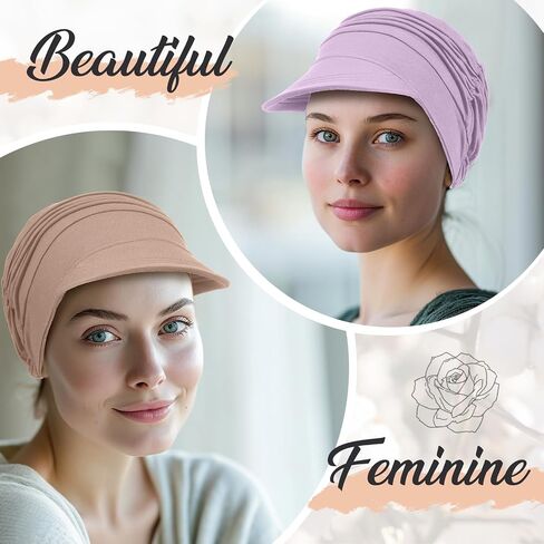 6 Pcs Chemo Cancer Hat for Women Breathable Bamboo Newsboy Baseball Cap Soft Headwear for Cancer Patient Hair Loss in Kuwait