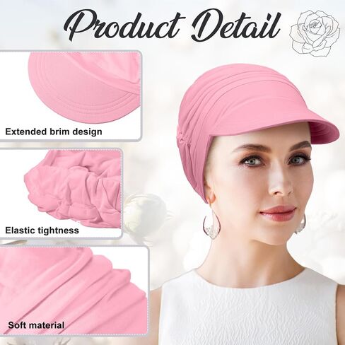 6 Pcs Chemo Cancer Hat for Women Breathable Bamboo Newsboy Baseball Cap Soft Headwear for Cancer Patient Hair Loss in Kuwait