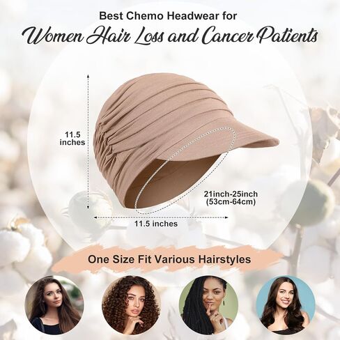 6 Pcs Chemo Cancer Hat for Women Breathable Bamboo Newsboy Baseball Cap Soft Headwear for Cancer Patient Hair Loss in Kuwait