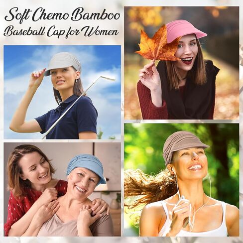 6 Pcs Chemo Cancer Hat for Women Breathable Bamboo Newsboy Baseball Cap Soft Headwear for Cancer Patient Hair Loss in Kuwait