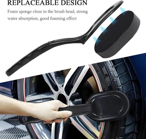 Tire Shine Applicator, Car Waxing Tire Dressing Applicator Pad, Tire Shine Brush with Long Handle, Car Tire Detail Sponge, Multipurpose Automotive Tire Detailing Tool, Car Accessories in Saudi Arabia