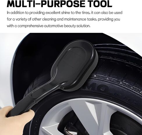 Tire Shine Applicator, Car Waxing Tire Dressing Applicator Pad, Tire Shine Brush with Long Handle, Car Tire Detail Sponge, Multipurpose Automotive Tire Detailing Tool, Car Accessories in Saudi Arabia
