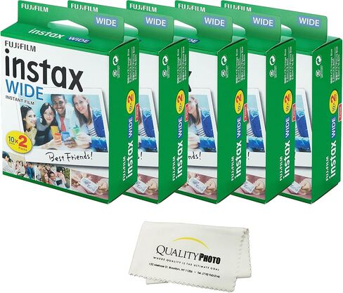 فيلم Fujifilm instax Wide الفوري لكاميرات Fujifilm instax Wide 300 و200 و210 مع قماش من الألياف الدقيقة من خلال صورة عالية الجودة (40 عرضًا) in Kuwait