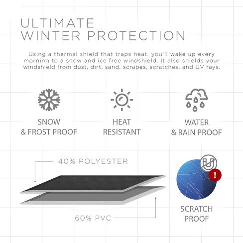 OxGord Rear Window Snow Cover - Original Design - Best for Ice, Frost & Snow Removal - All Weather Winter & Summer Windshield Automotive Covers Sun & Snow-Shade - Fits Truck SUV Van Car Accessories in Kuwait