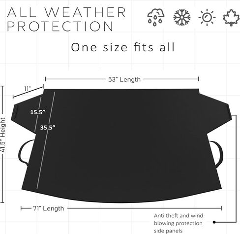 OxGord Rear Window Snow Cover - Original Design - Best for Ice, Frost & Snow Removal - All Weather Winter & Summer Windshield Automotive Covers Sun & Snow-Shade - Fits Truck SUV Van Car Accessories in Kuwait