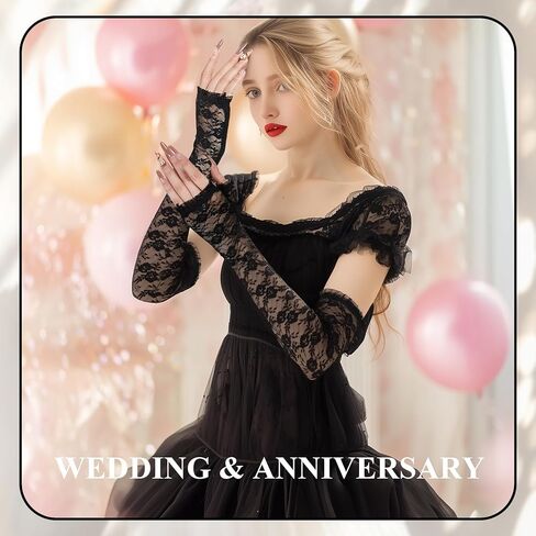 قفازات ذراع الدانتيل للنساء ، وأكمام الدانتيل الطويلة بدون إصبع لزفاف شاي شاي ، فستان خطوبة in Kuwait