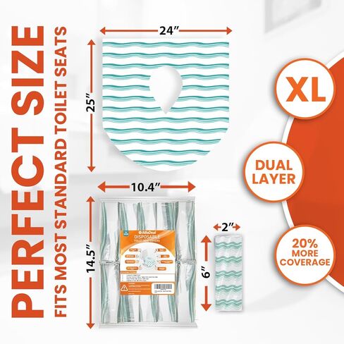 20 غطاء مقعد تواليت كبير جدًا للاستعمال مرة واحدة للأطفال والكبار - أغطية مراحيض للاستعمال مرة واحدة للسفر - بطانات غطاء مقعد تواليت للأطفال الصغار للتدريب على استخدام المرحاض - ملفوفة بشكل فردي - مقاومة للماء (أمواج وردية) in Kuwait