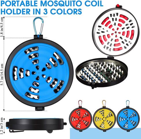 3 Pcs Portable Mosquito Coil Holder Hanging Incense Burner Coils with Hook for Indoor Outdoor Camping Hiking Fishing(Fresh,Red,Blue,Yellow) in Saudi Arabia