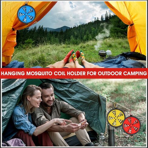 3 Pcs Portable Mosquito Coil Holder Hanging Incense Burner Coils with Hook for Indoor Outdoor Camping Hiking Fishing(Fresh,Red,Blue,Yellow) in Saudi Arabia