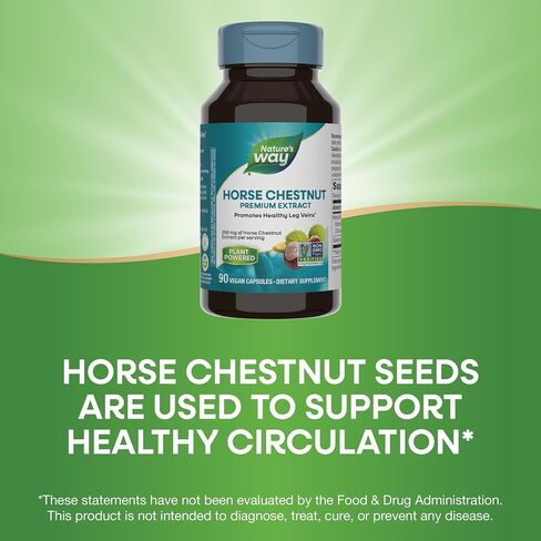 Nature Way Horse Chestnut ، Extract Premium ، يعزز عروق الساق الصحية*، 250 ملغ لكل وجبة ، نباتي ، 90 كبسولة in Saudi Arabia