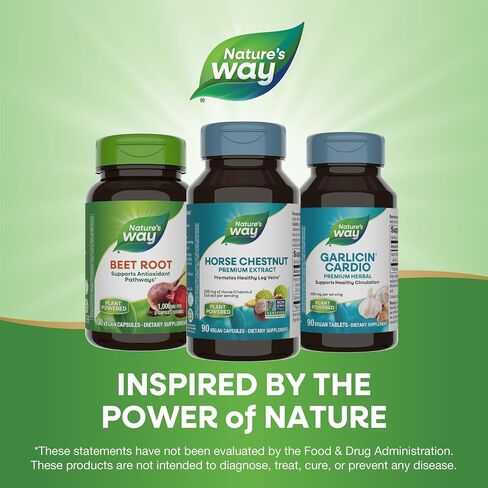 Nature Way Horse Chestnut ، Extract Premium ، يعزز عروق الساق الصحية*، 250 ملغ لكل وجبة ، نباتي ، 90 كبسولة in Saudi Arabia