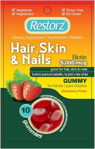 Hair, Skin, and Nails Biotin Gummy Vitamins, Strawberry Flavor (12-Pack) in Saudi Arabia