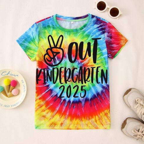 Modntoga Kids Boy Boy Peace Out Ristergarten Shirt 2025 T-refctergarten T-Shirt the Last of School Summer Teeps Tops in Kuwait
