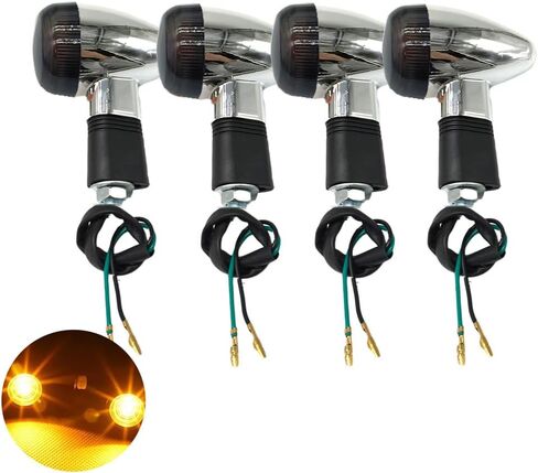 Universal 4pcs Motorcycle Turn Signals Chrome Bullet Front Rear Lights Compatible with Harley Honda Suzuki Yamaha Kawasaki Motorcycle Bobber Chopper in Kuwait