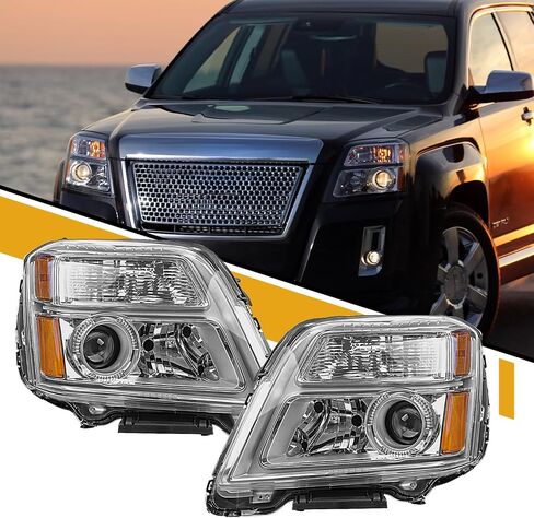 Headlight Assembly Compatible with GMC Terrain 2010 2011 2012 2013 2014 2015, Halogen Headlamp Replacement 84791974 84791975, Set of 2, Bulbs not Included, Clear Lens Amber Reflector Pair in Saudi Arabia