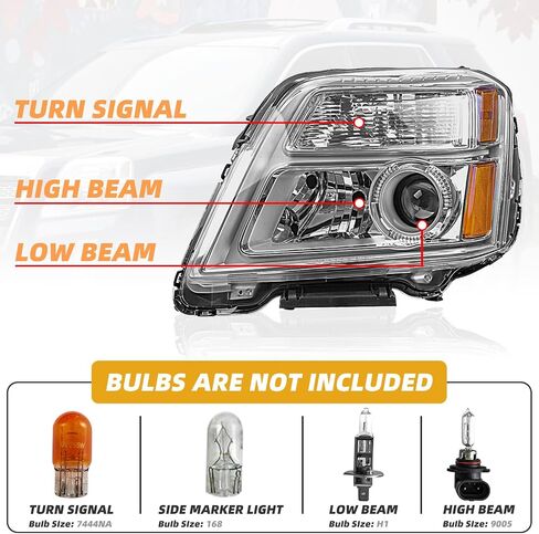 Headlight Assembly Compatible with GMC Terrain 2010 2011 2012 2013 2014 2015, Halogen Headlamp Replacement 84791974 84791975, Set of 2, Bulbs not Included, Clear Lens Amber Reflector Pair in Saudi Arabia