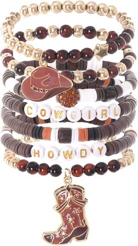 Western Cowgirl Bracelets Cowgirl Beaded Stretch Bracelets for Women Summer Beach Jewelry Accessories Christmas Birthday Gifts in Saudi Arabia