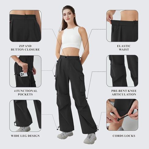 Women’s Hiking Pants Wide Leg Cargo Pants Quick Dry Lightweight Water-Resistant Travel Casual Trousers with 4 Pockets in Saudi Arabia