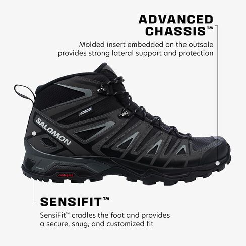 Salomon X Ultra Pioneer MID CLIMASALOMON Waterproof Hiking Boots for Men Climbing Shoe, Black/Magnet/Monument, 10 in Saudi Arabia