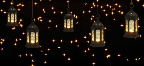 2 حزمة رمضان الفانوس - مصباح سداسي أسود إسلامي مع الخط العربي ، والأضواء المعلقة للبطارية لتديين المنزل المسلم ، وهدايا العيد وتزيين المهرجان in Saudi Arabia