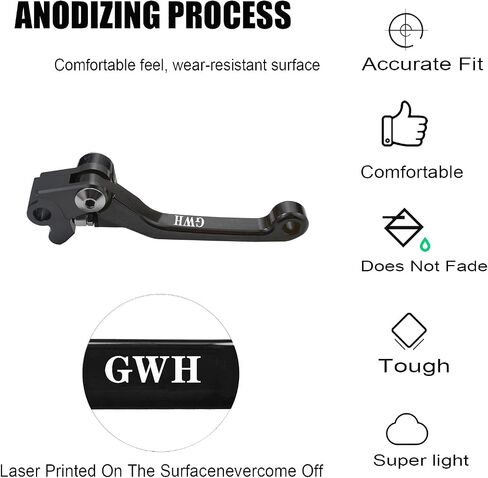 Motorcycle Foldable Brake Clutch Lever Handle CNC Aluminum Pivot for RM125 RM250 RM 125 250 1996 1997 1998 1999 2000 2001 2002 2003 96-03 Dirt Pit Bike (Black) in Saudi Arabia