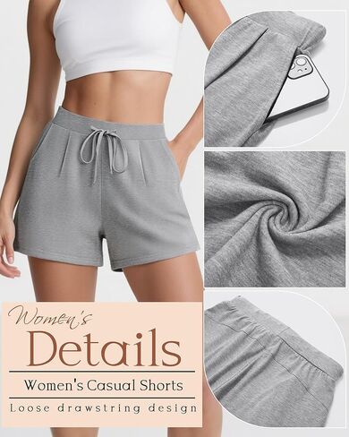 Huukeay 3 Pack Women's Casual Sweat Shorts, High Waist Drawstring Wide Leg Athletic Lounge Shorts with Pockets 2025 Summer in Kuwait