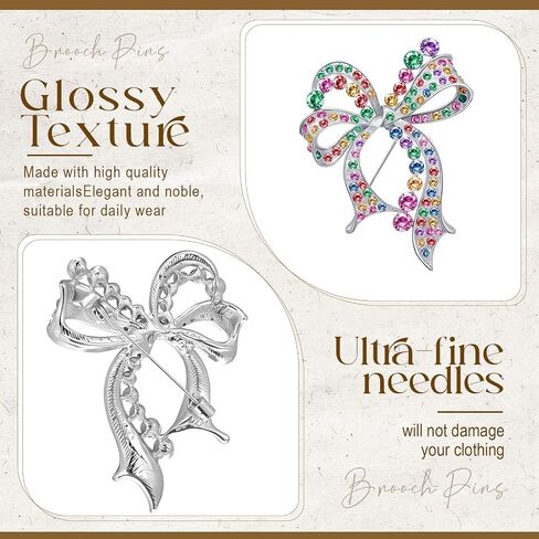 9 Pcs Delicate Crystal Bow Brooch Pin for Women, Glitter Pins Dress Suit Shirt Ceremony Clothes Jewelry Accessories in Kuwait