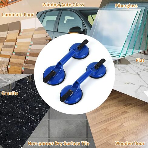 FCHO Glass Suction Cups Heavy Duty Aluminum Vacuum Plate Handle Glass Holder Hooks to Lift Large Glass/Tile Suction Cup Lifter/Moving Glass/Pad for Lifting/Dent Puller (2 Pack) in Kuwait