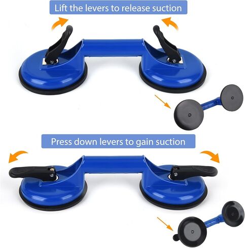 FCHO Glass Suction Cups Heavy Duty Aluminum Vacuum Plate Handle Glass Holder Hooks to Lift Large Glass/Tile Suction Cup Lifter/Moving Glass/Pad for Lifting/Dent Puller (2 Pack) in Kuwait