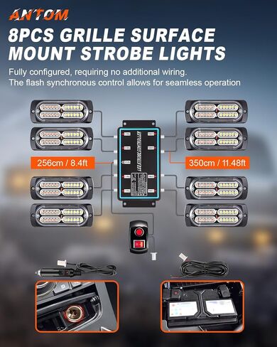 أضواء طوارئ antom 8pcs في حالات الطوارئ للشاحنات ، مزامنة مركبات مركبة مصبغة شباك سطح وميض. in Kuwait