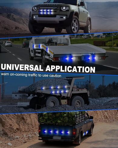 AnTom 8pcs Emergency Strobe Lights for Trucks, Sync Feature Vehicles Grille Surface Mount 24-LED Flashing Hazard Warning Light Kit with Controller and Wiring Harness, No additional wiring required in Kuwait