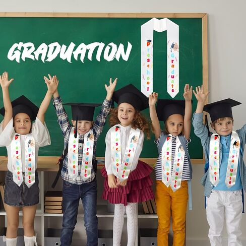 سرقت التخرج من رياض الأطفال في مرحلة ما قبل المدرسة 2 PCS وشاح الخريجين الأبيض لصالح تخرج الأطفال in Kuwait