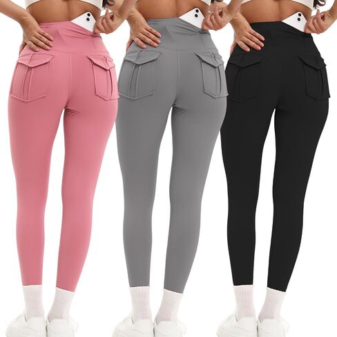 3 Pcs Women's High Waist Leggings, Elastic Leggings for Sports and Fitness Yoga Gym Running Pants in Saudi Arabia