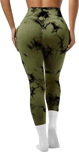 OVESPORT Tie Dye Seamless Leggings with Pockets for Women High Waisted Scrunch Butt Lifting Tummy Control Workout Gym in Saudi Arabia