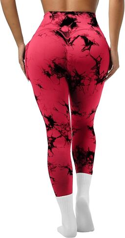 OVESPORT Tie Dye Seamless Leggings with Pockets for Women High Waisted Scrunch Butt Lifting Tummy Control Workout Gym in Saudi Arabia