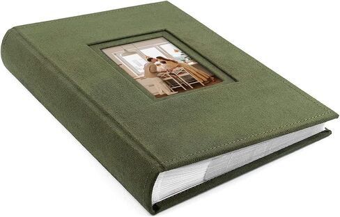Golden State Art, Photo Album with Memo Writing Space hold 300 4x6 Horizontal Pictures, Suede Cover (Grass Green) in Saudi Arabia