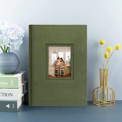 Golden State Art, Photo Album with Memo Writing Space hold 300 4x6 Horizontal Pictures, Suede Cover (Grass Green) in Saudi Arabia