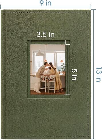 Golden State Art, Photo Album with Memo Writing Space hold 300 4x6 Horizontal Pictures, Suede Cover (Grass Green) in Saudi Arabia