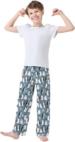 Pfrewn Boys Girls Pajama Pants Emperor Penguins Chick Casual Lounge PJ Bottoms with Pockets, L in Saudi Arabia