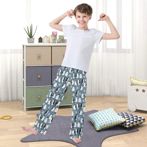Pfrewn Boys Girls Pajama Pants Emperor Penguins Chick Casual Lounge PJ Bottoms with Pockets, L in Saudi Arabia