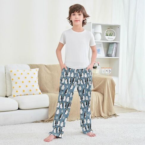 Pfrewn Boys Girls Pajama Pants Emperor Penguins Chick Casual Lounge PJ Bottoms with Pockets, L in Saudi Arabia