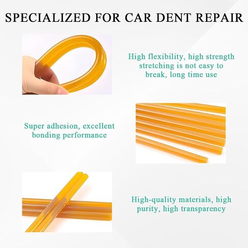 32PCS Dent Repair Glue Sticks, 0.43" x 8" Hot Glue Sticks Paintless Car Dent Repair Tool Set, Universal PDR Strong Viscosity Hot Melt Glue Sticks for Car Body Dent Repair (Yellow) in Saudi Arabia