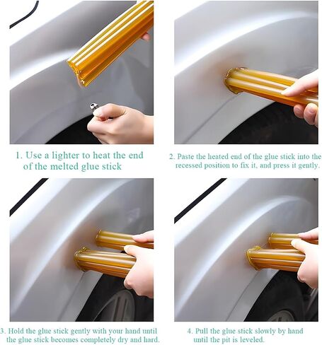 32PCS Dent Repair Glue Sticks, 0.43" x 8" Hot Glue Sticks Paintless Car Dent Repair Tool Set, Universal PDR Strong Viscosity Hot Melt Glue Sticks for Car Body Dent Repair (Yellow) in Saudi Arabia