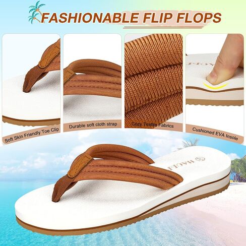 HAOLIRA Flip Flops for Women with Arch Support Comfortable Walking Thong Sandals Ladies Lightweight Ultra Soft Cushion Footbed Slip On Quick Dry for Summer Beach in Kuwait