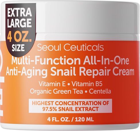 SeoulCeuticals Korean Skin Care Snail Mucin Moisturizer Cream - K Beauty Skincare Day & Night 97.5% Snail Repair Cream Filtrate 2oz in Saudi Arabia
