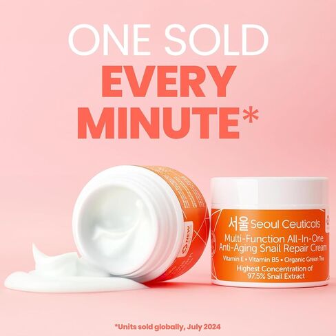 SeoulCeuticals Korean Skin Care Snail Mucin Moisturizer Cream - K Beauty Skincare Day & Night 97.5% Snail Repair Cream Filtrate 2oz in Saudi Arabia